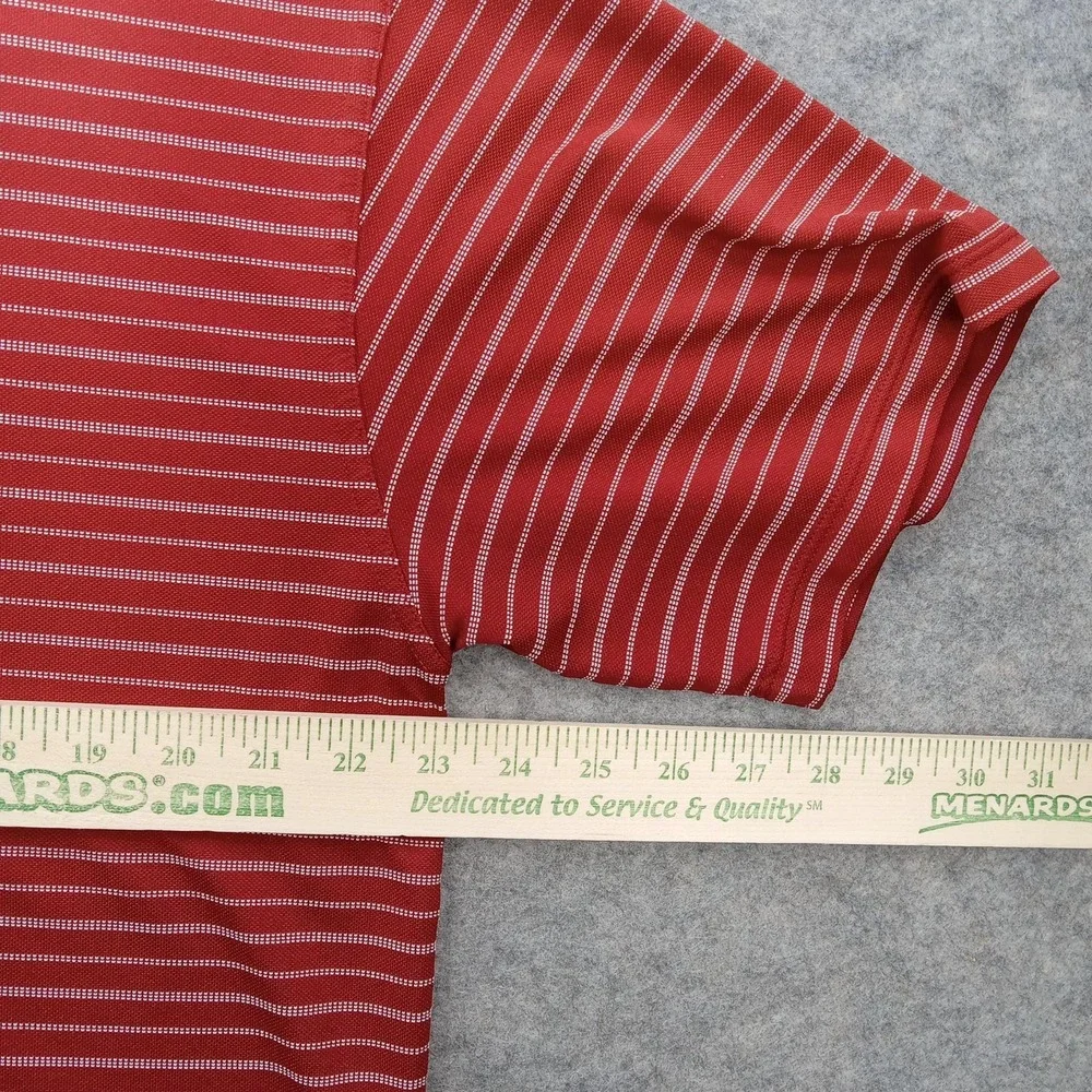 Nike Golf Polo Shirt Mens XL Red Stripe Dri-FIT Golf Performance Knit Top‎